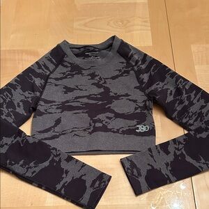 Gray and Black Camouflage JatieFit Crop Top